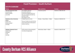 Food Provision – South Durham