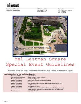 Mel Lastman Square Special Event Guidelines
