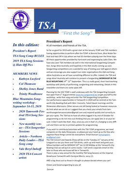 September 2019 Newsletter