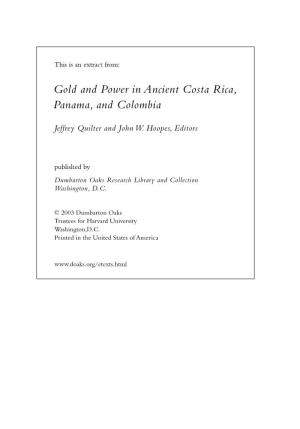 Gold and Power in Ancient Costa Rica, Panama, and Colombia