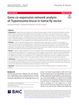 Gene Co-Expression Network Analysis of Trypanosoma Brucei in Tsetse Fly
