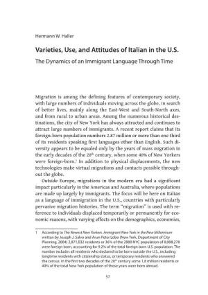 Varieties, Use, and Attitudes of Italian in the US