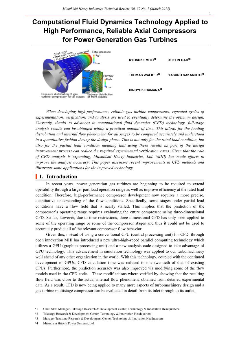 Computational Fluid Dynamics Technology Applied to High Performance, Reliable Axial Compressors for Power Generation Gas Turbines