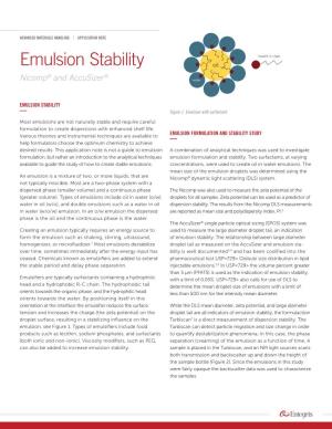 Emulsion Stability Oil