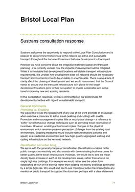 Sustrans Consultation Response