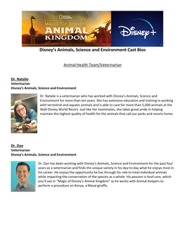 Disney's Animals, Science and Environment Cast Bios