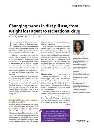 Changing Trends in Diet Pill Use, from Weight Loss Agent to Recreational Drug