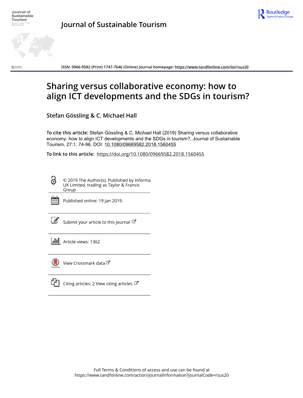 How to Align ICT Developments and the Sdgs in Tourism?