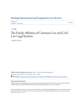 The Family Affinities of Common-Law and Civil-Law Legal Systems, 6 Hastings Int'l & Comp