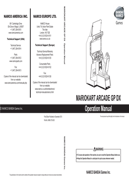 MARIOKART ARCADE GP DX Operation Manual