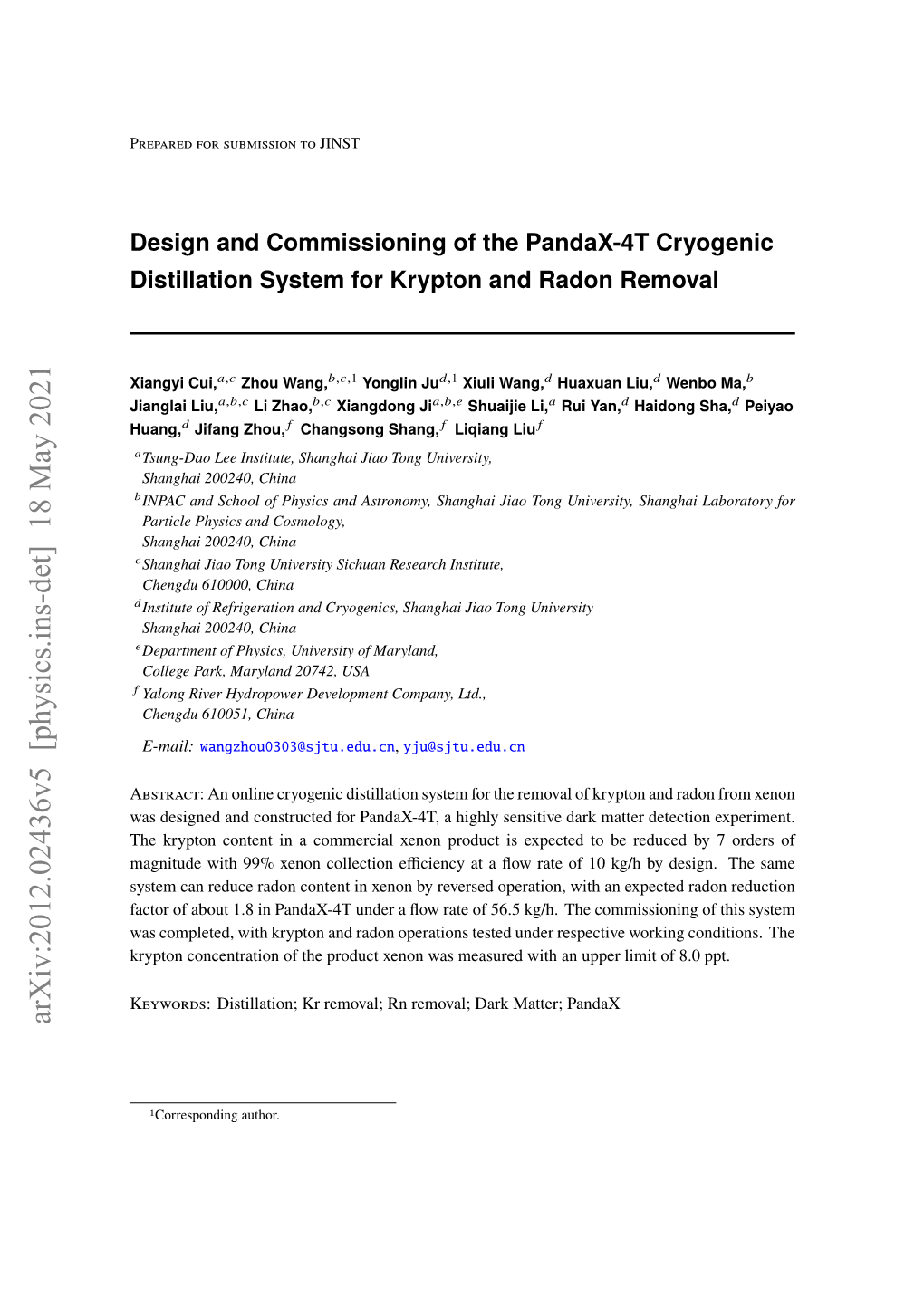 Arxiv:2012.02436V5 [Physics.Ins-Det] 18 May 2021