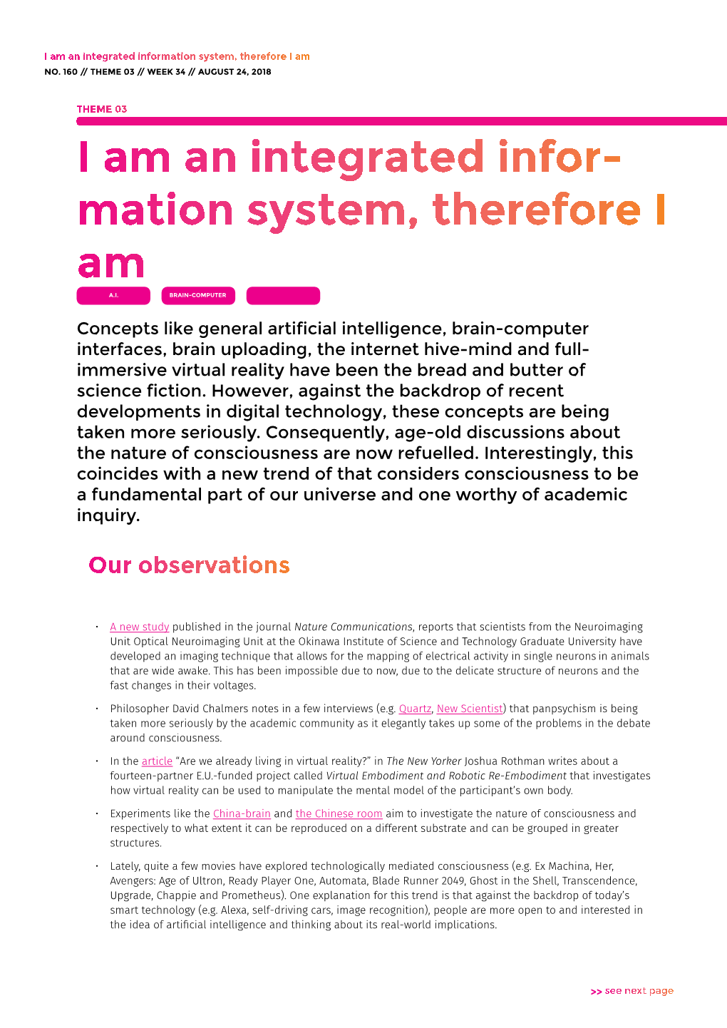I Am an Integrated Information System, Therefore I Am NO