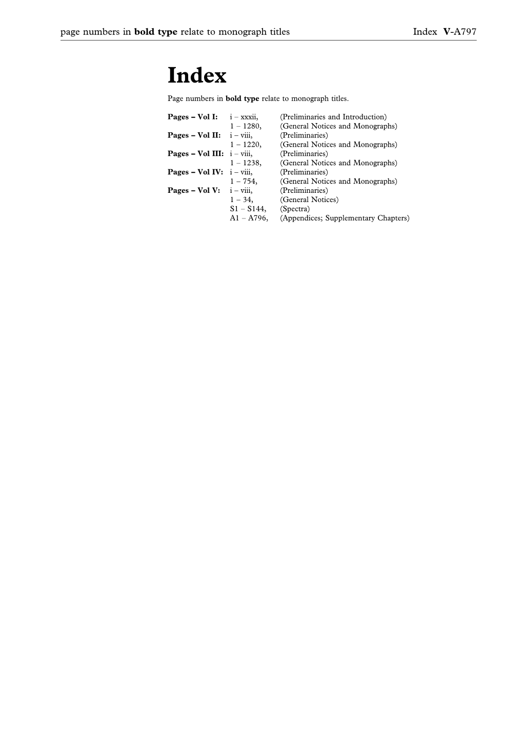 Page Numbers in Bold Type Relate to Monograph Titles Index V-A797