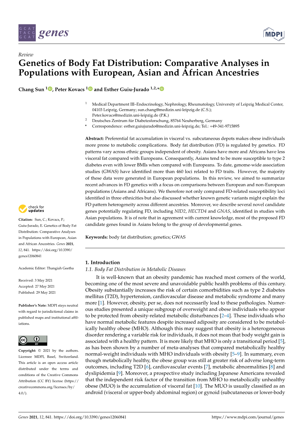 Genetics of Body Fat Distribution: Comparative Analyses in Populations with European, Asian and African Ancestries