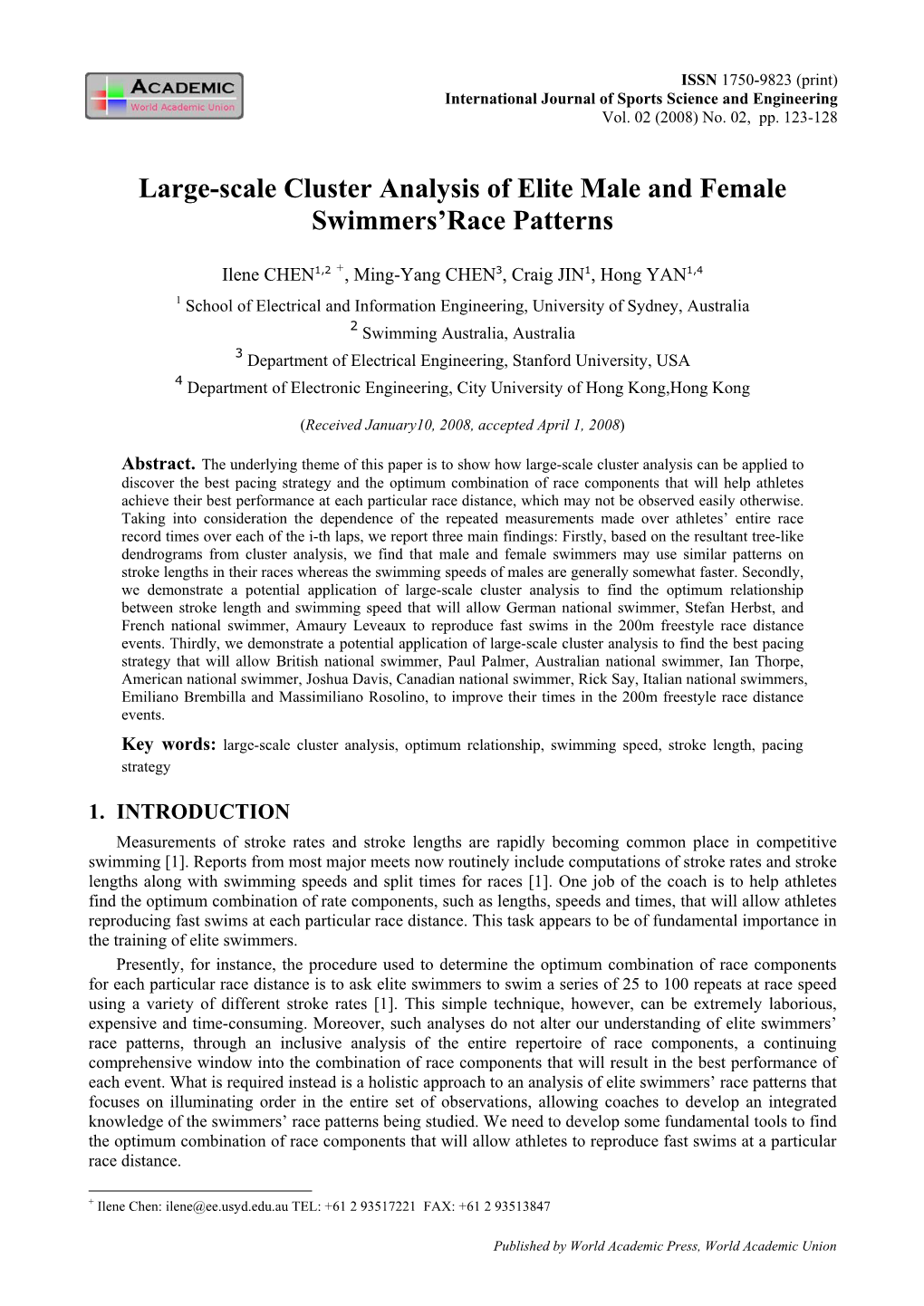 Large-Scale Cluster Analysis of Elite Male and Female Swimmers' Race