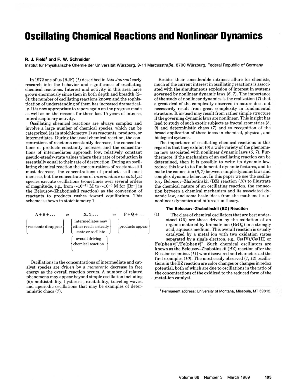 Oscillating Chemical Reactions and Nonlinear Dynamics
