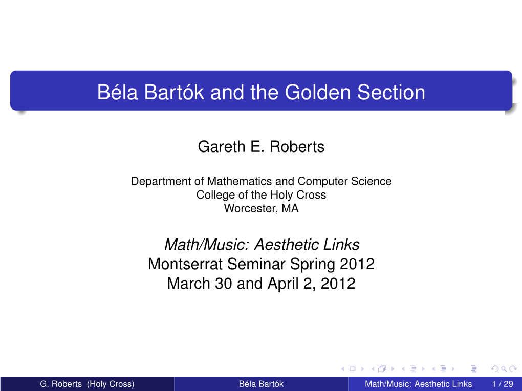 Béla Bartók and the Golden Section