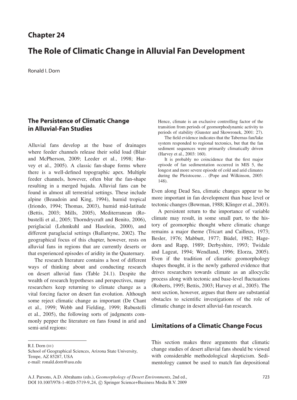 The Role of Climatic Change in Alluvial Fan Development