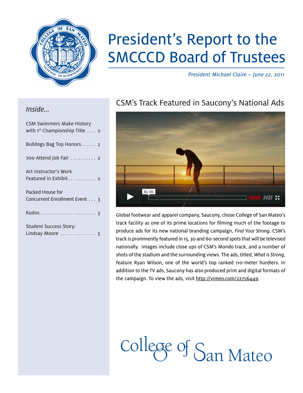 President's Report to the SMCCCD Board of Trustees