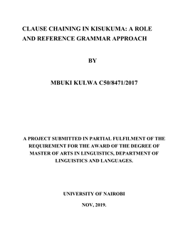 Clause Chaining in Kisukuma: a Role and Reference Grammar Approach