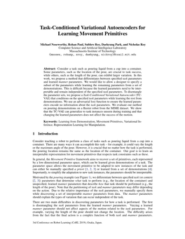 Task-Conditioned Variational Autoencoders for Learning Movement Primitives