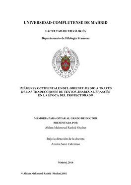 Imágenes Occidentales Del Oriente Medio a Través De Las Traducciones De Textos Árabes Al Francés En La Época Del Protectorado