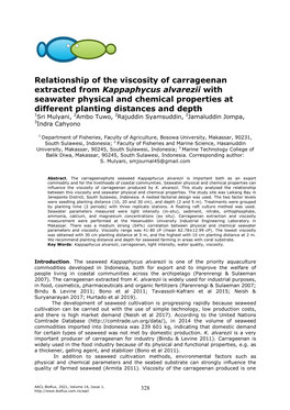Relationship of the Viscosity of Carrageenan Extracted From