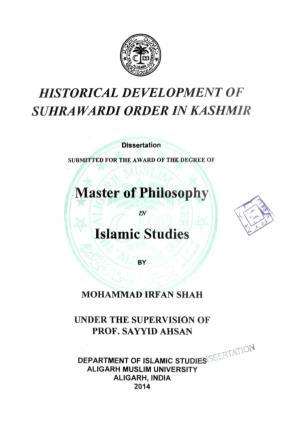 Master of Pliilosopiiy Islamic Studies