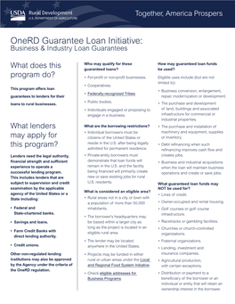 Business & Industry Guaranteed Loan Program