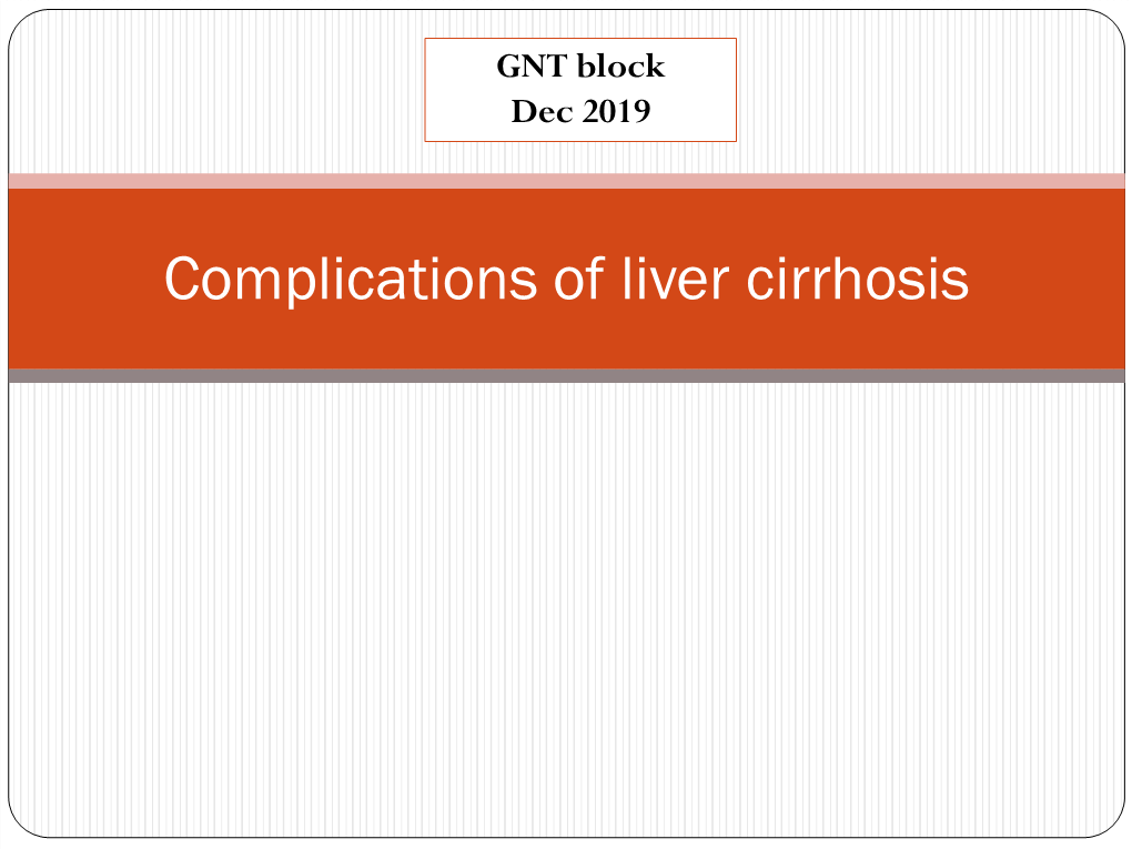 Complications of Liver Cirrhosis