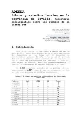 Addenda Repertorio Bibliográfico Sobre Los Pueblos De La Sierra Sur
