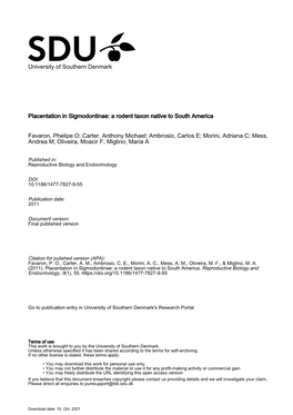 Placentation in Sigmodontinae: a Rodent Taxon Native to South America