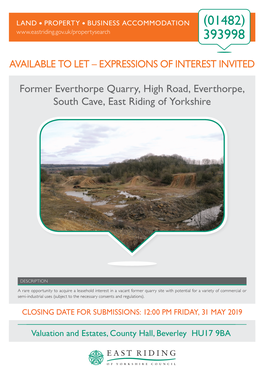 Available to Let – Expressions of Interest Invited