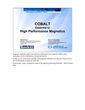 Cobalt – Essential to High Performance Magnetics