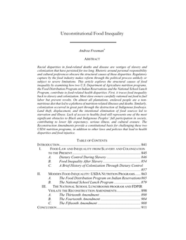 Unconstitutional Food Inequality