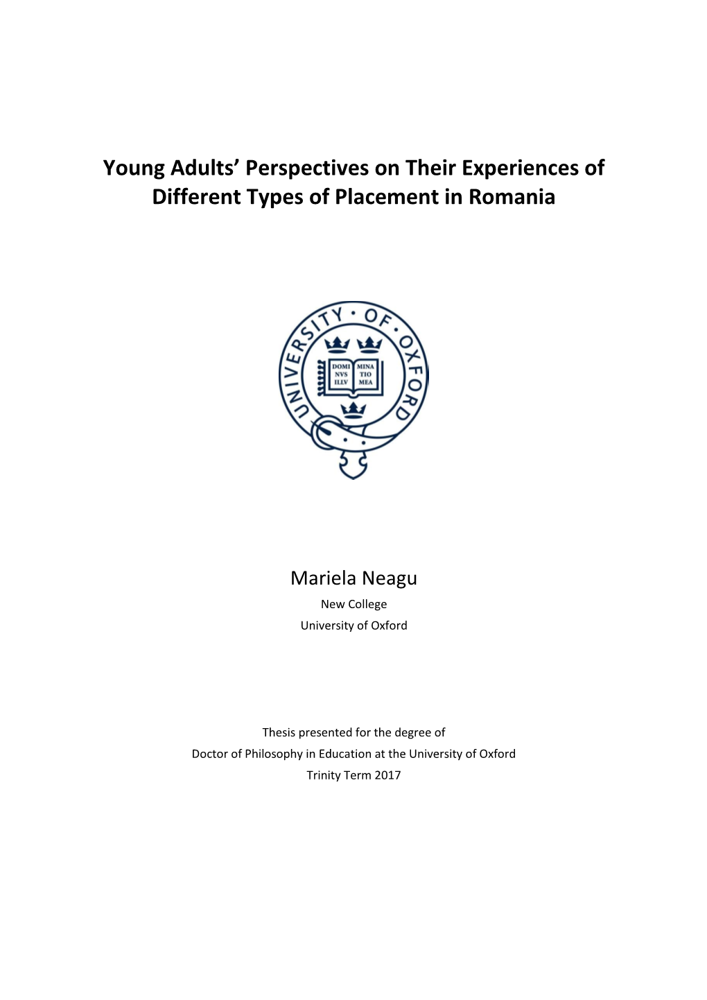 Young Adults' Perspectives on Their Experiences of Different Types Of