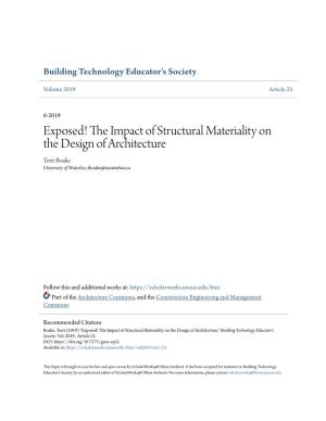 Exposed! the Impact of Structural Materiality on the Design of Architecture