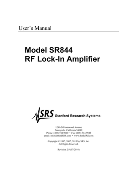 SR844 RF Lock-In Amplifier