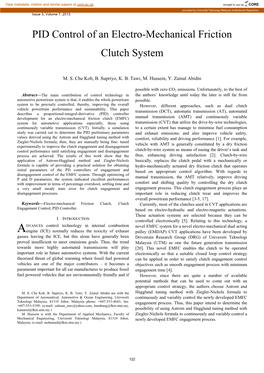 PID Control of an Electro-Mechanical Friction Clutch System