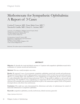 Methotrexate for Sympathetic Ophthalmia: a Report of 3 Cases