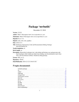 Package 'Mvbutils'
