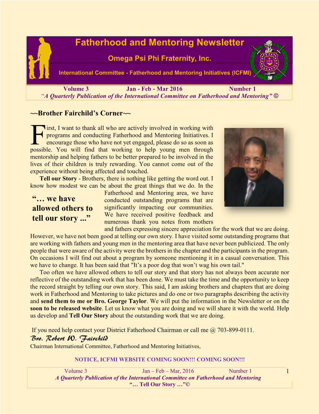 Fatherhood and Mentoring Newsletter