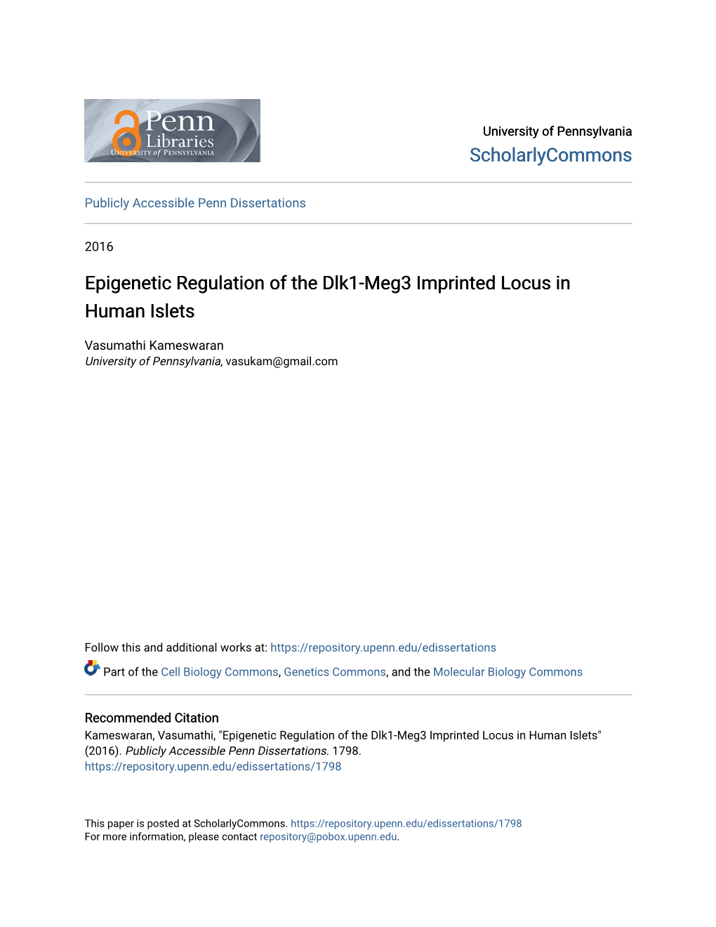 Epigenetic Regulation of the Dlk1-Meg3 Imprinted Locus in Human Islets