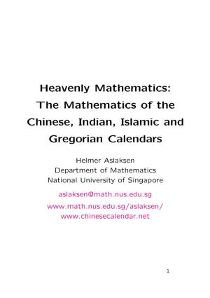 The Mathematics of the Chinese, Indian, Islamic and Gregorian Calendars