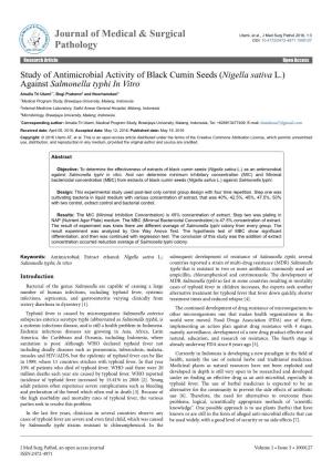 Study of Antimicrobial Activity of Black Cumin Seeds (Nigella Sativa L