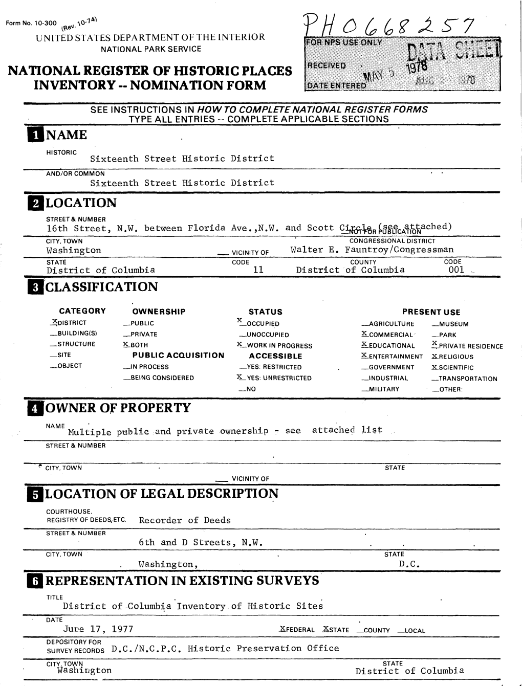 National Register of Historic Places Inventory -- Nomination Form