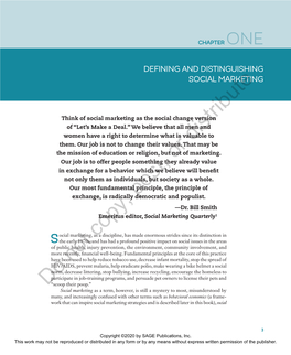 Defining and Distinguishing Social Marketing