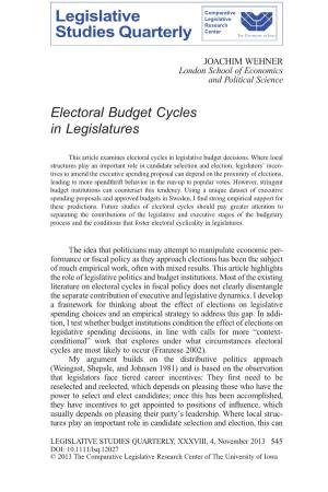 Electoral Budget Cycles in Legislatures
