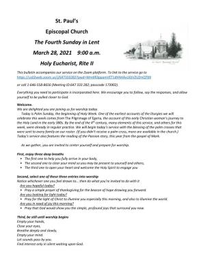 St. Paul's Episcopal Church the Fourth Sunday in Lent March 28