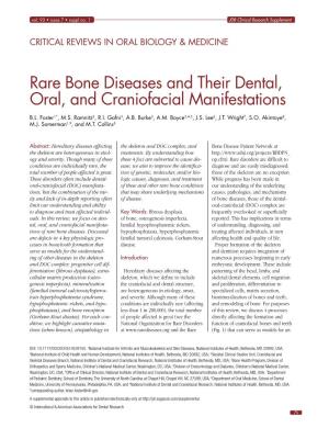 Rare Bone Diseases and Their Dental, Oral, and Craniofacial Manifestations